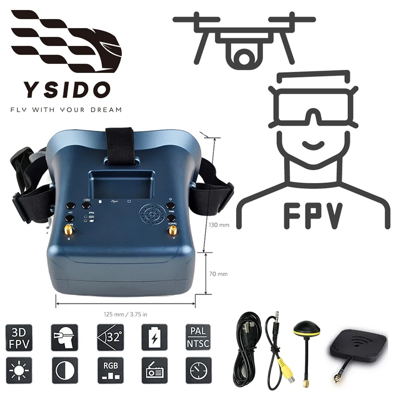 FPV نظارات 008D 5.8G 40CH 4.3  - مراجعة Drone Racing Goggles وسعره